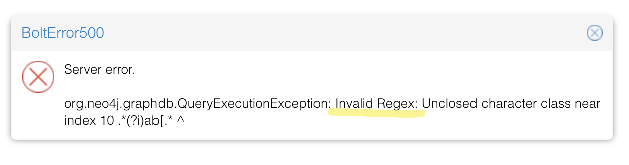 BoltError500: Invalid Regex